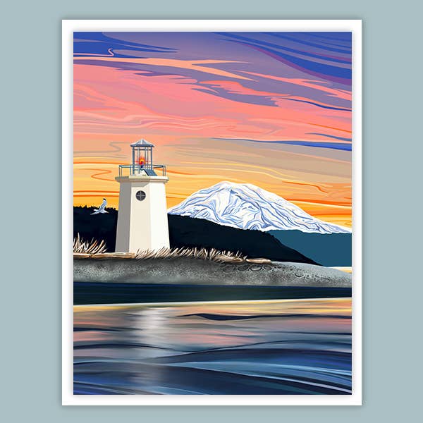 Gig Harbor Autumn Lighthouse Art Print