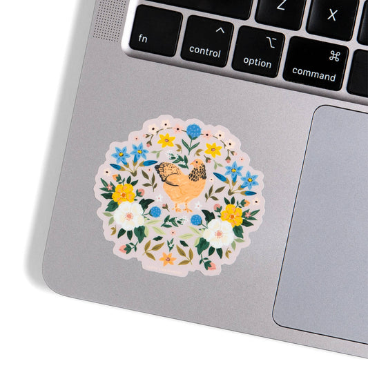 Chickens & Flowers Decal Sticker