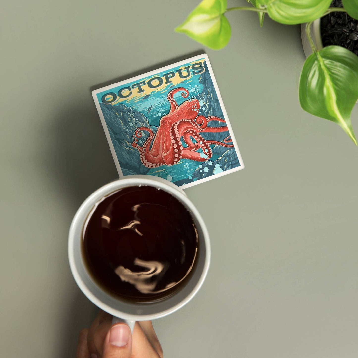 Vintage Print Press, Octopus CERAMIC COASTER