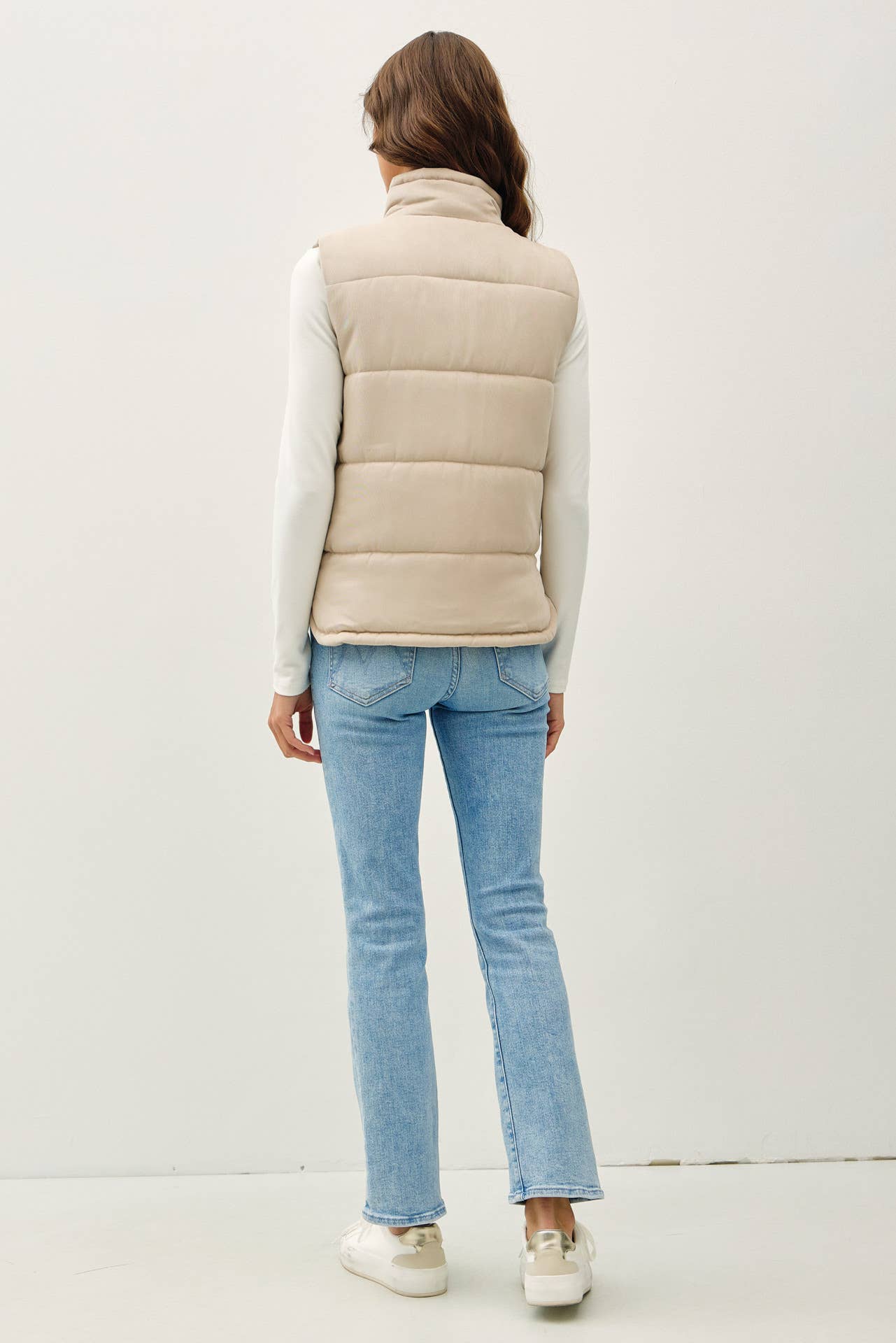 Color-Suede Puffer Vest