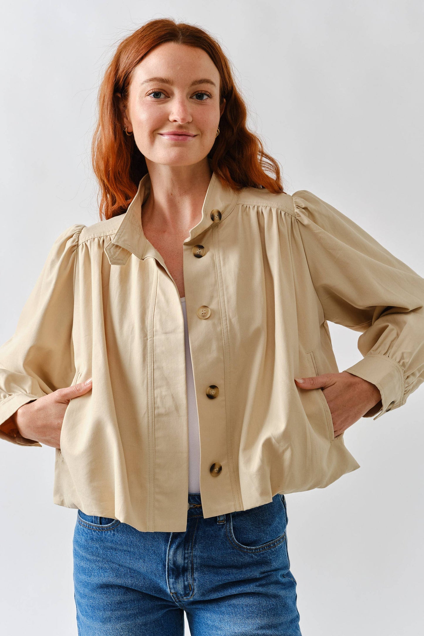 Short Balloon Trench Jacket