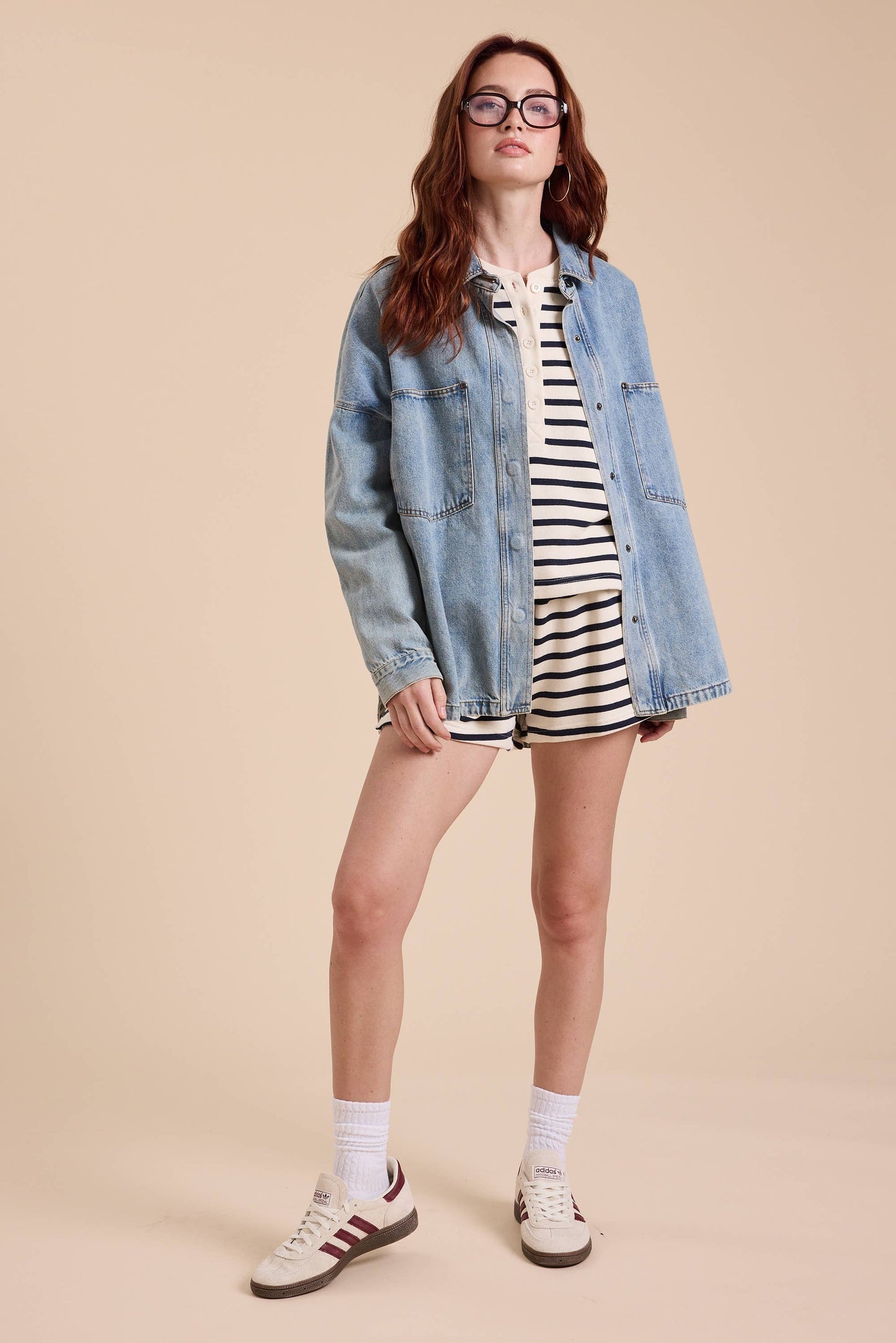 WASHED SNAP BUTTON DENIM SHACKET