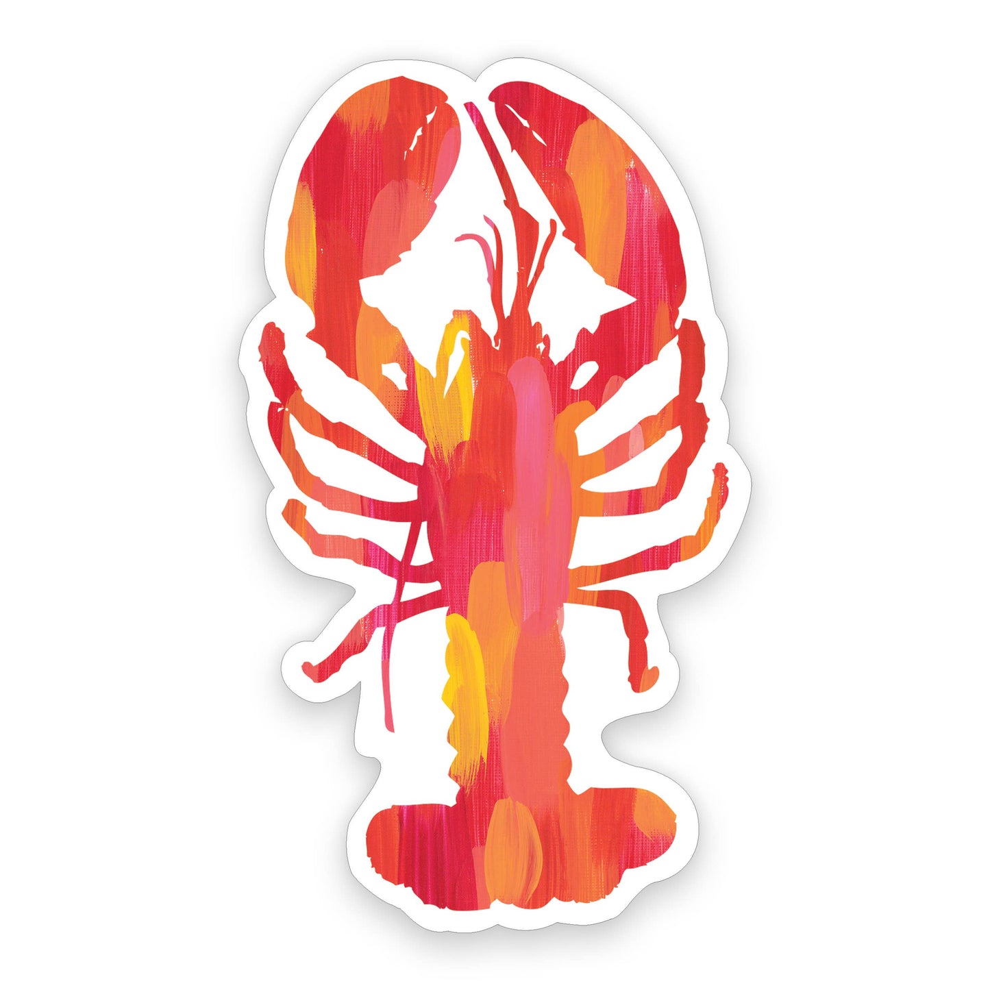 Red and Yellow Lobster Sticker, 1.75" x 3" | Maine Sticker