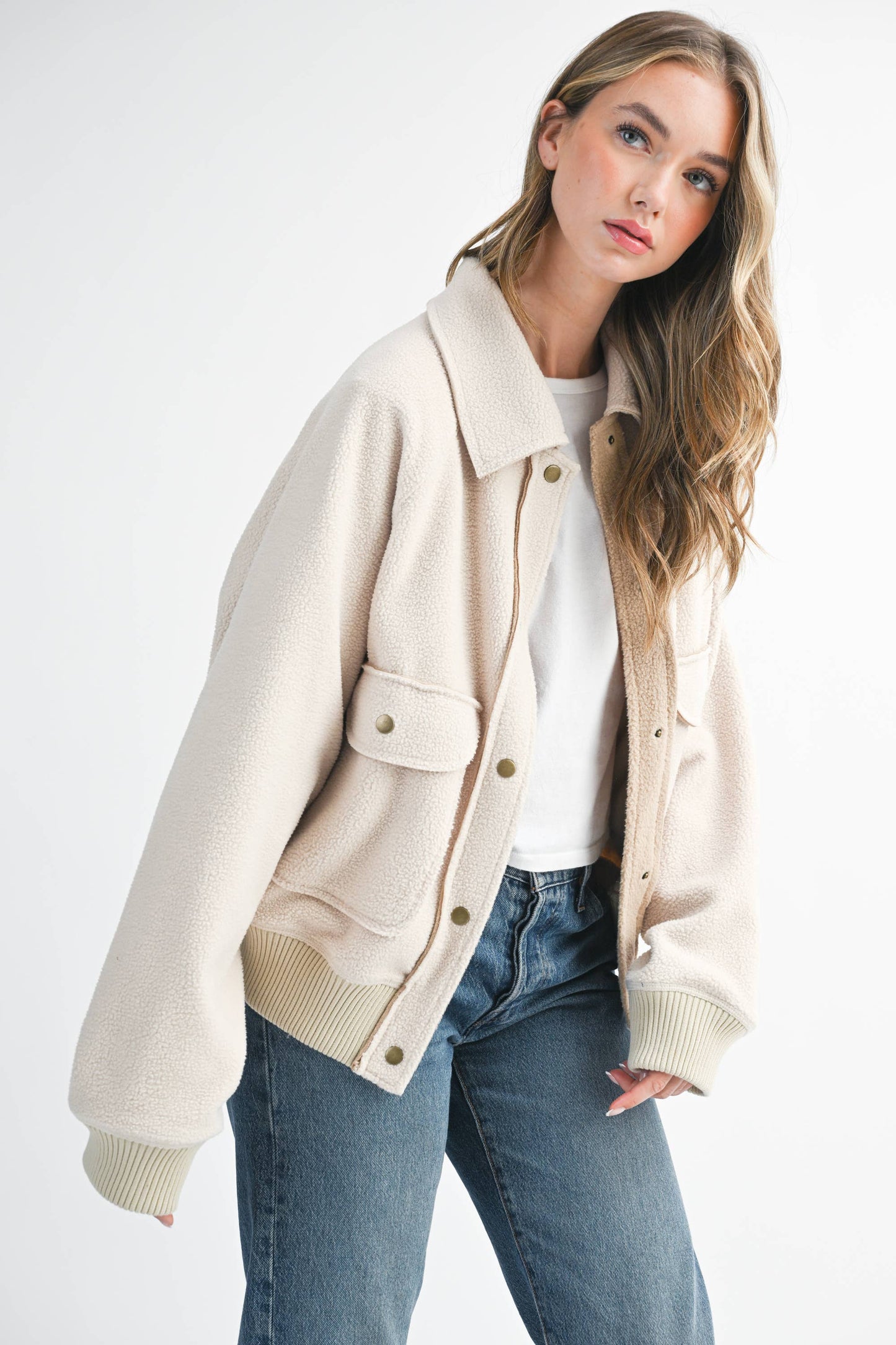 Cropped Button-Up Jacket with Patch Pockets
