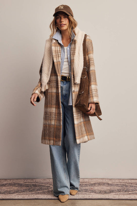 Rowan Plaid Brushed Coat