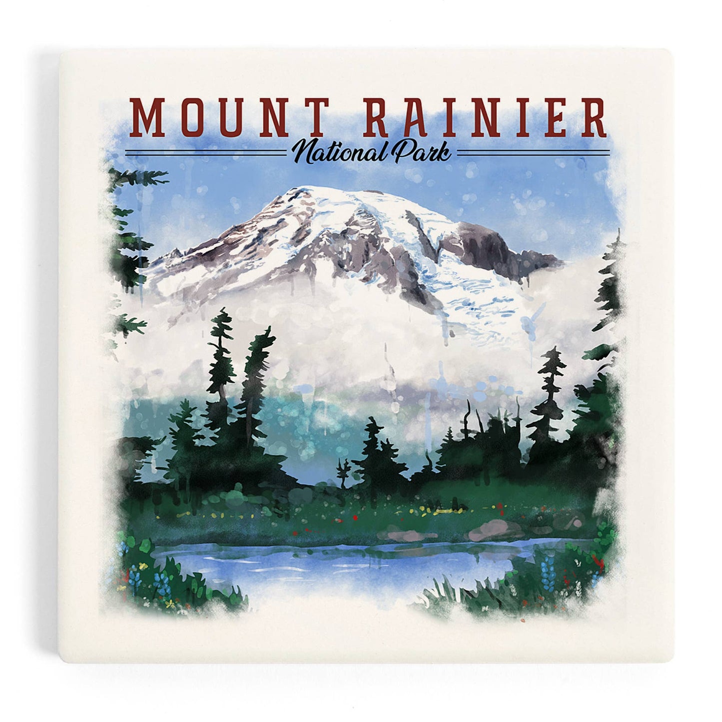 Mount Rainier, Washington, Watercolor CERAMIC COASTER