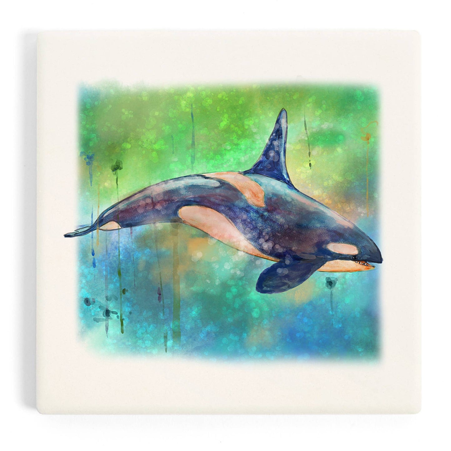 Orca, Watercolor 94237 Ceramic Coaster
