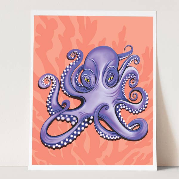 Purple Octopus Coastal Art Print