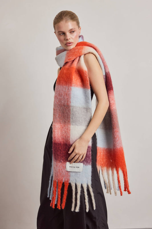 Red Blue Check Reykjavik Scarf