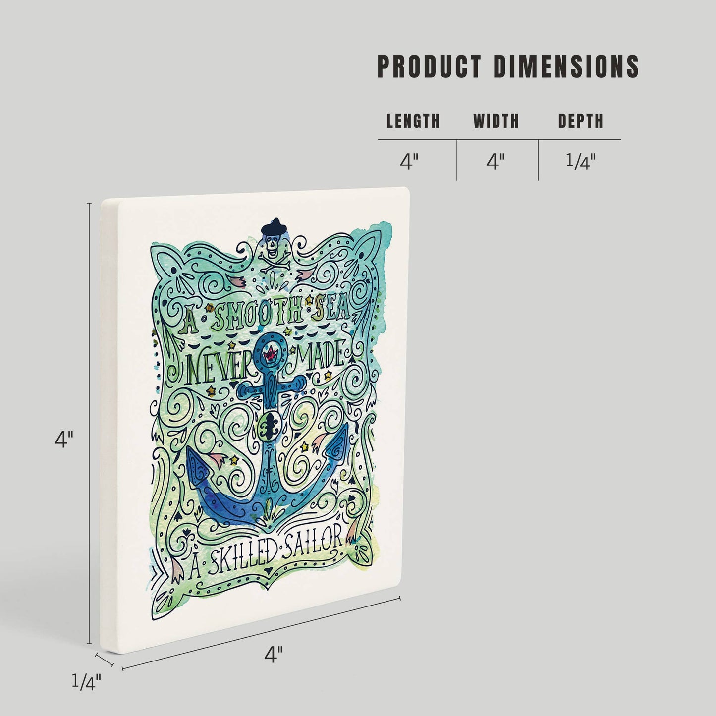 Watercolor Anchor, A Smooth Sea Nautical CERAMIC COASTER