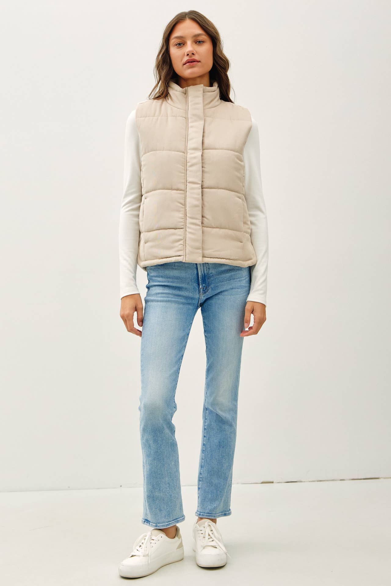Color-Suede Puffer Vest