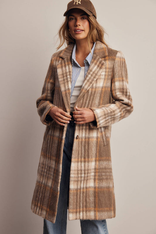 Rowan Plaid Brushed Coat