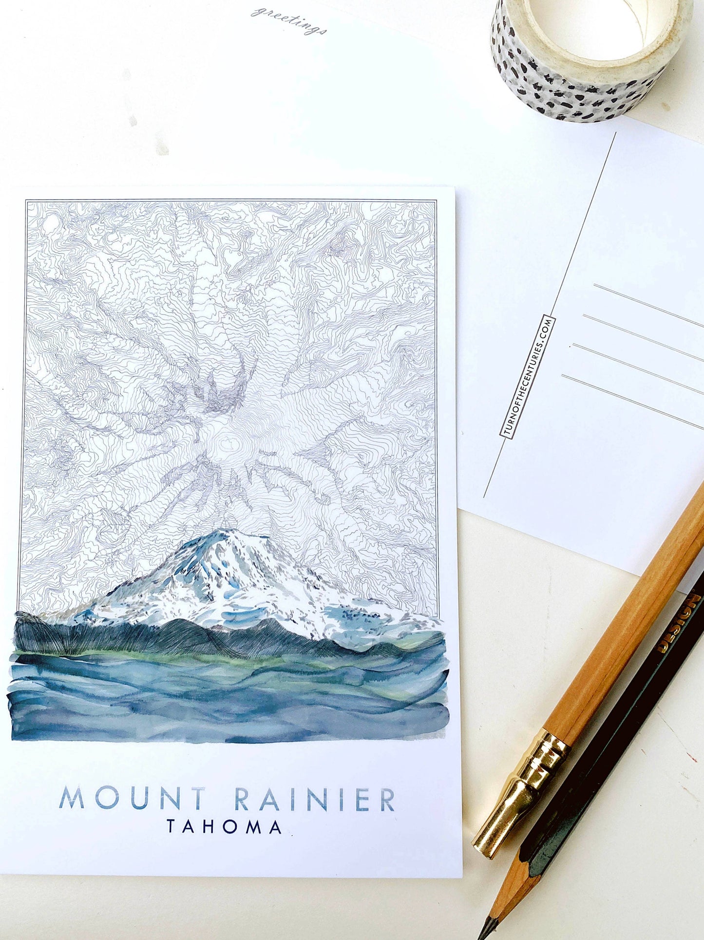 MOUNT RAINIER Tahoma WA MountainTopo Map - Standard Postcard