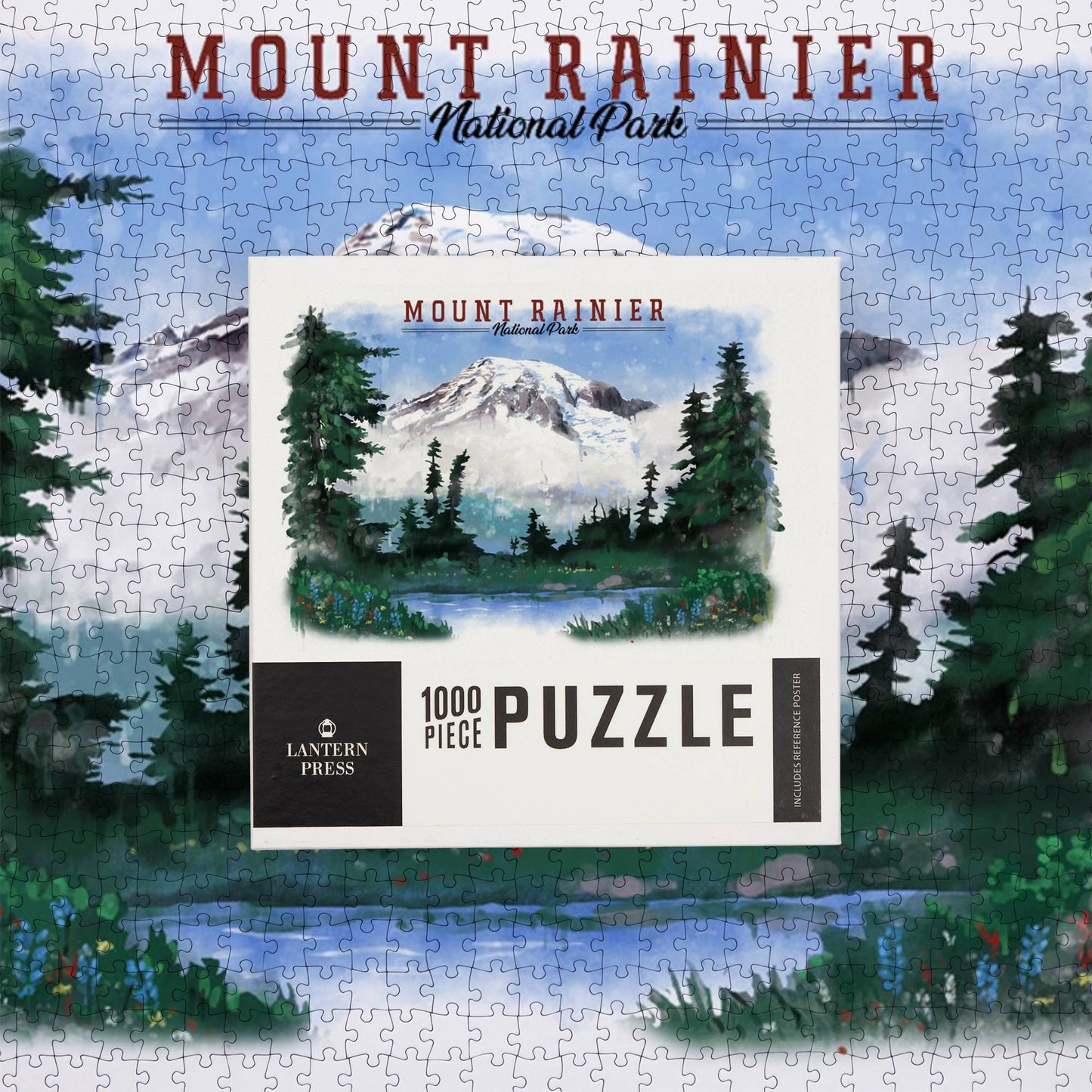 1,000 piece puzzle Mount Rainier, Washington, Watercolor