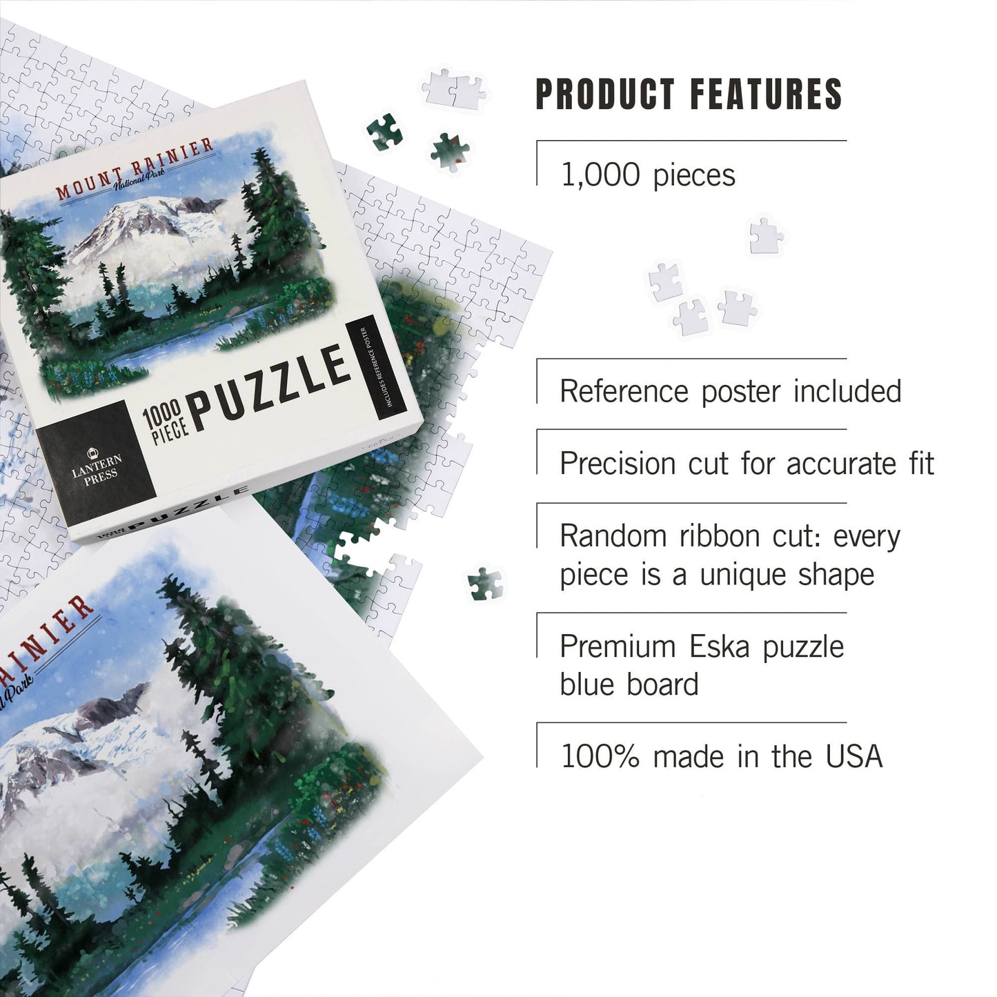 1,000 piece puzzle Mount Rainier, Washington, Watercolor