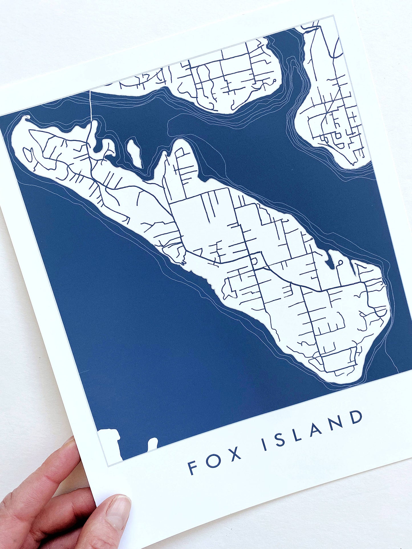 Fox Island Washington "Blueprint" Map ART PRINT