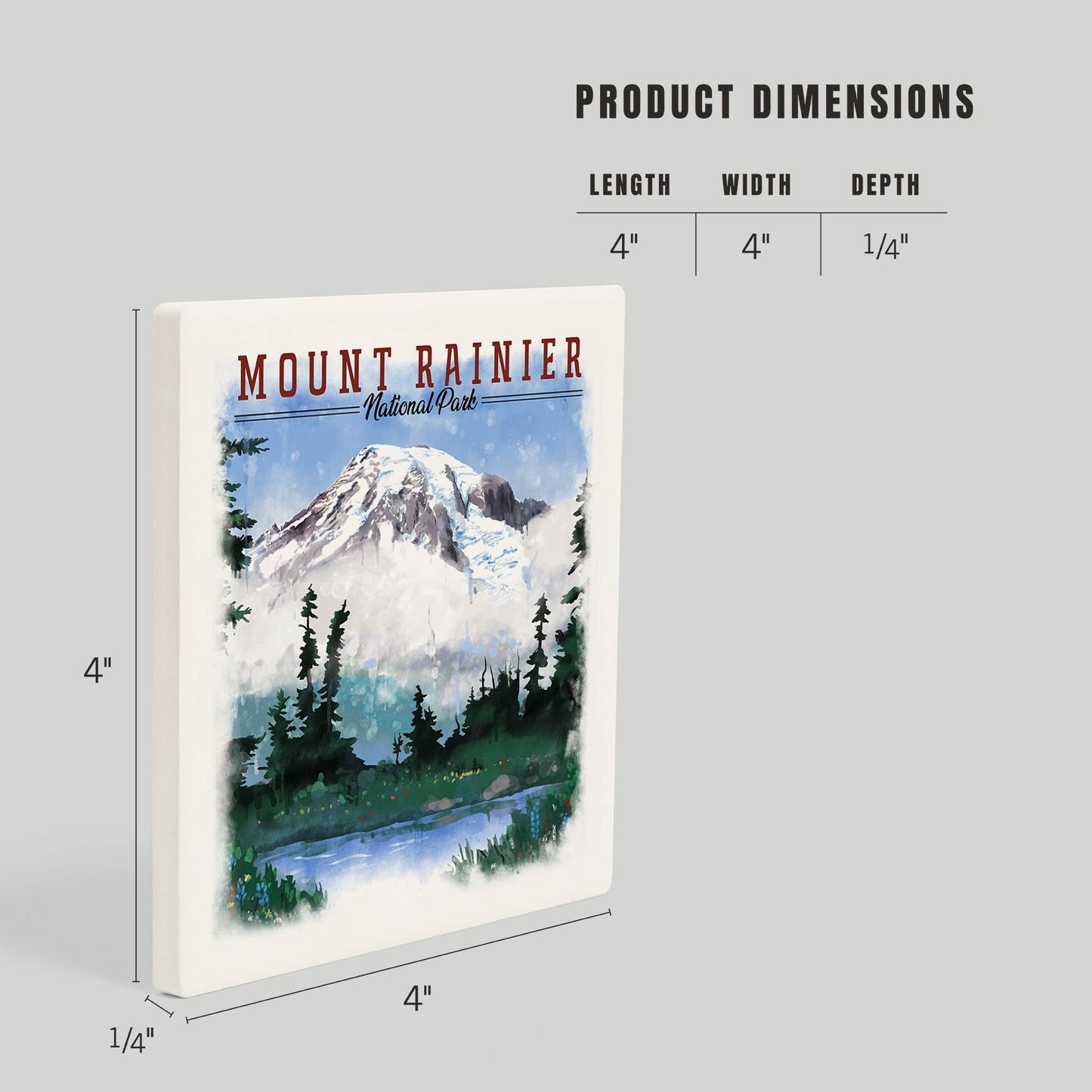 Mount Rainier, Washington, Watercolor CERAMIC COASTER