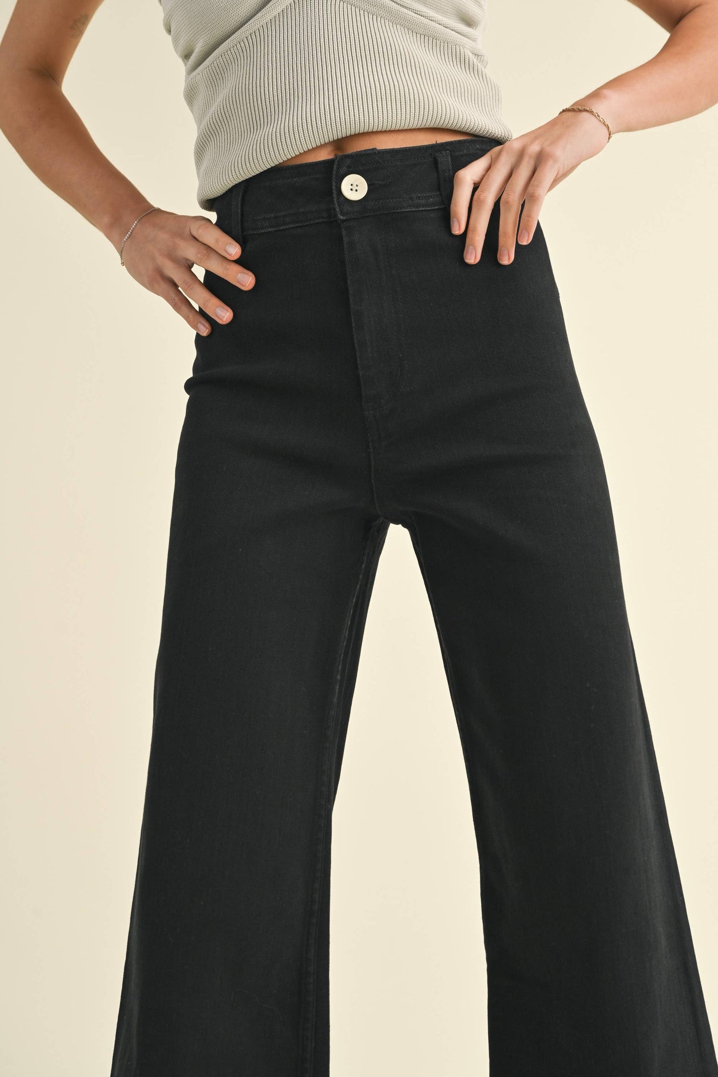 High Rise Wide Leg Denim Pants