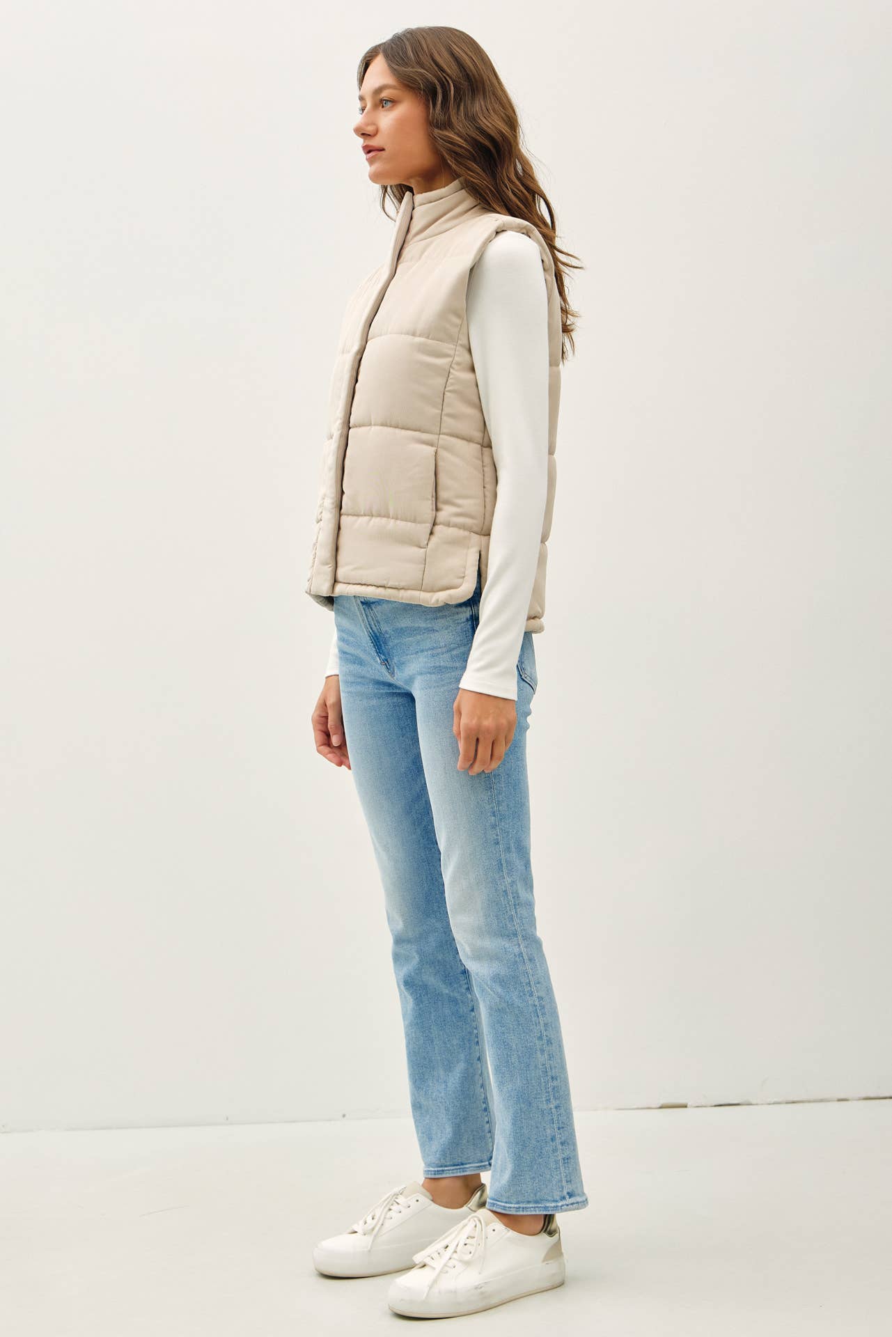 Color-Suede Puffer Vest