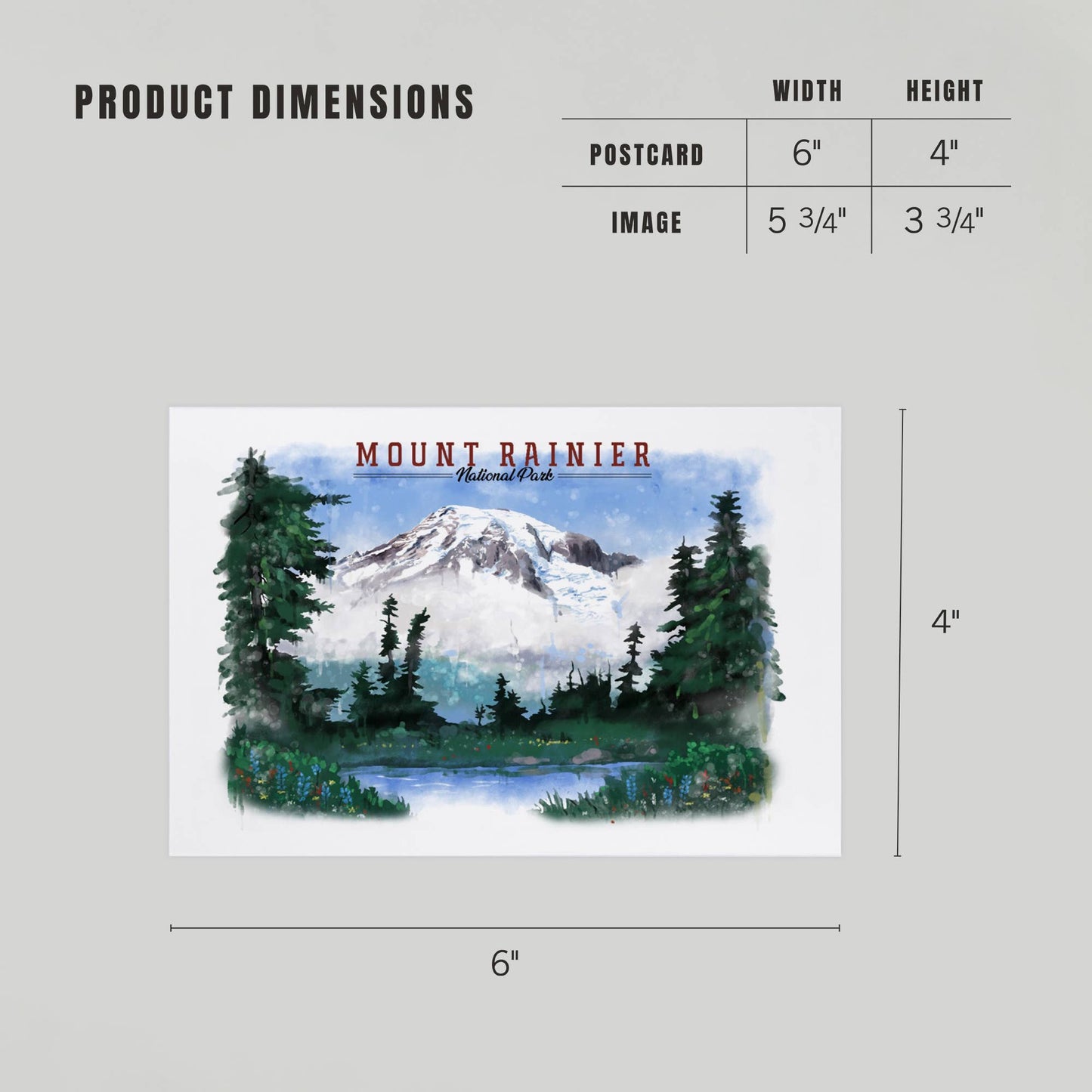 Mount Rainier, Washington, Watercolor Premium Postcard