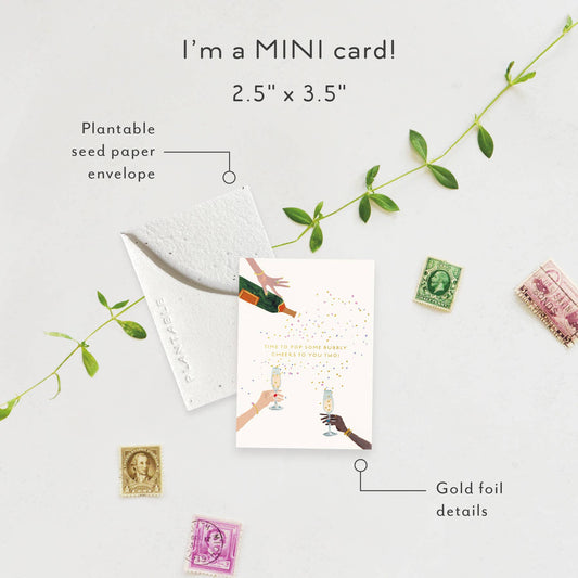 Pop Some Bubbly Sprout - Wedding Mini Greet Card 2.5"x3.5"
