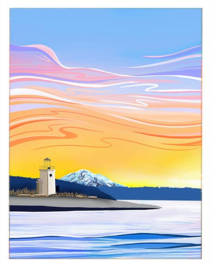 Awakening Light – Gig Harbor Lighthouse Art Print | Coastal