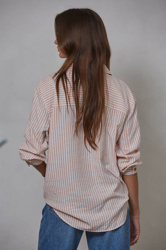 Striped Cotton Button-Up Shirt