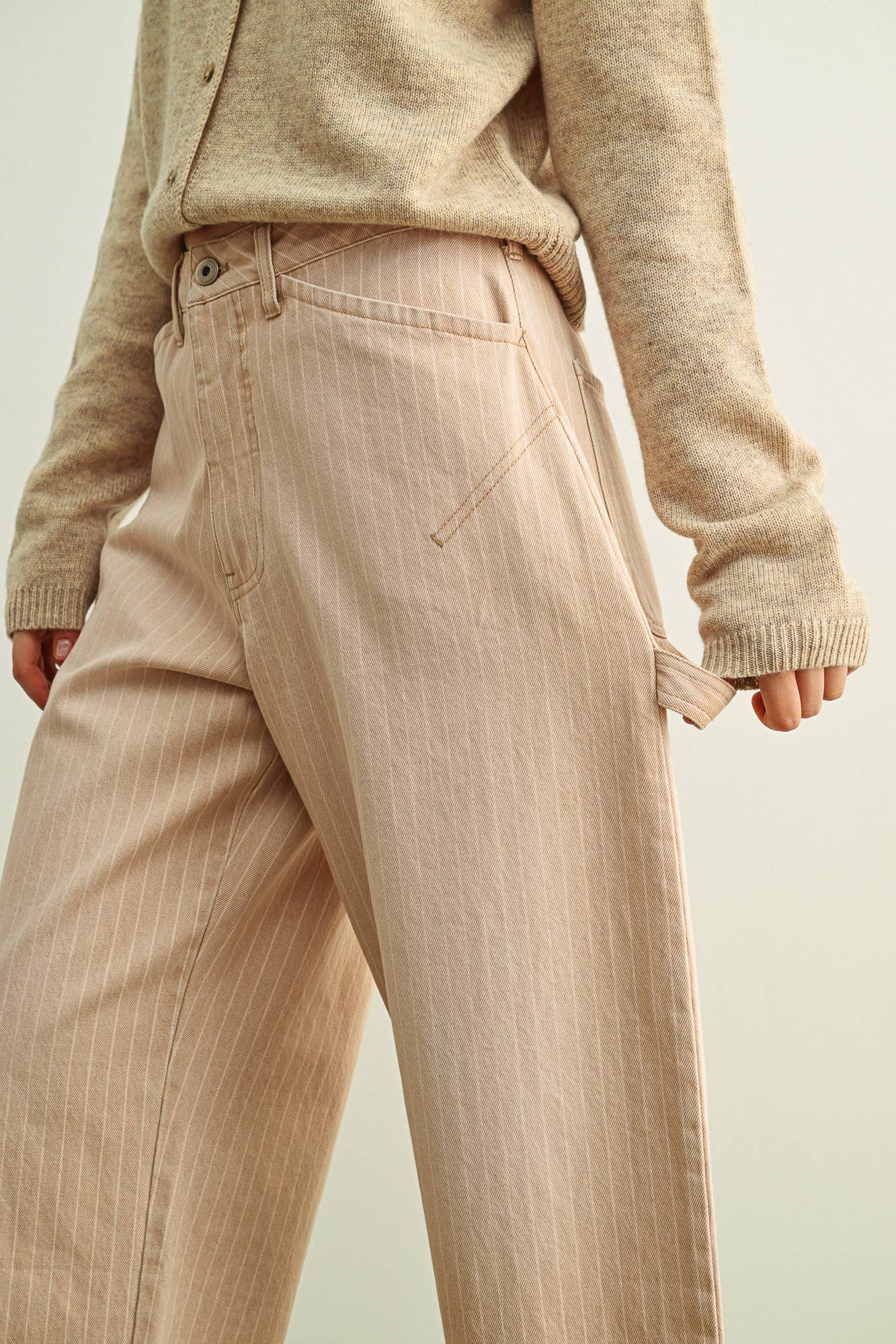 Striped Pattern Cuffed Hem Pant