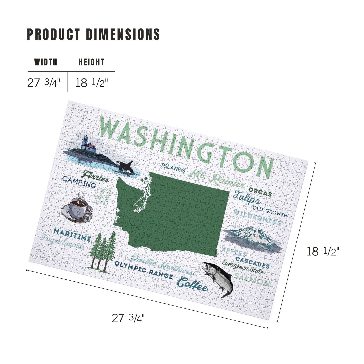 1000 Piece Puzzle Washington, Typography & Icons