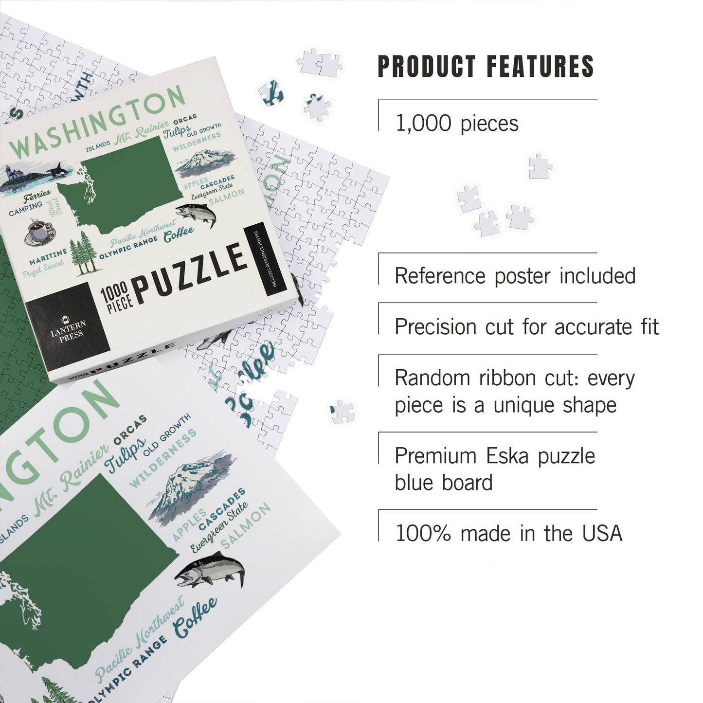1000 Piece Puzzle Washington, Typography & Icons