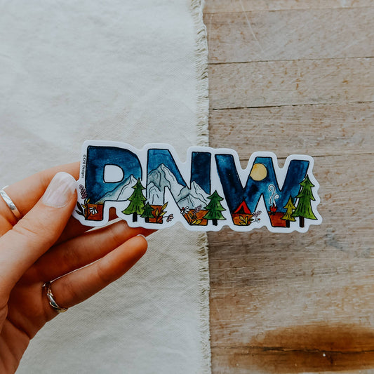 PNW Night Camping Sticker