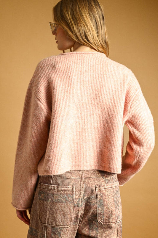 Button Front Ribbed Cardigan