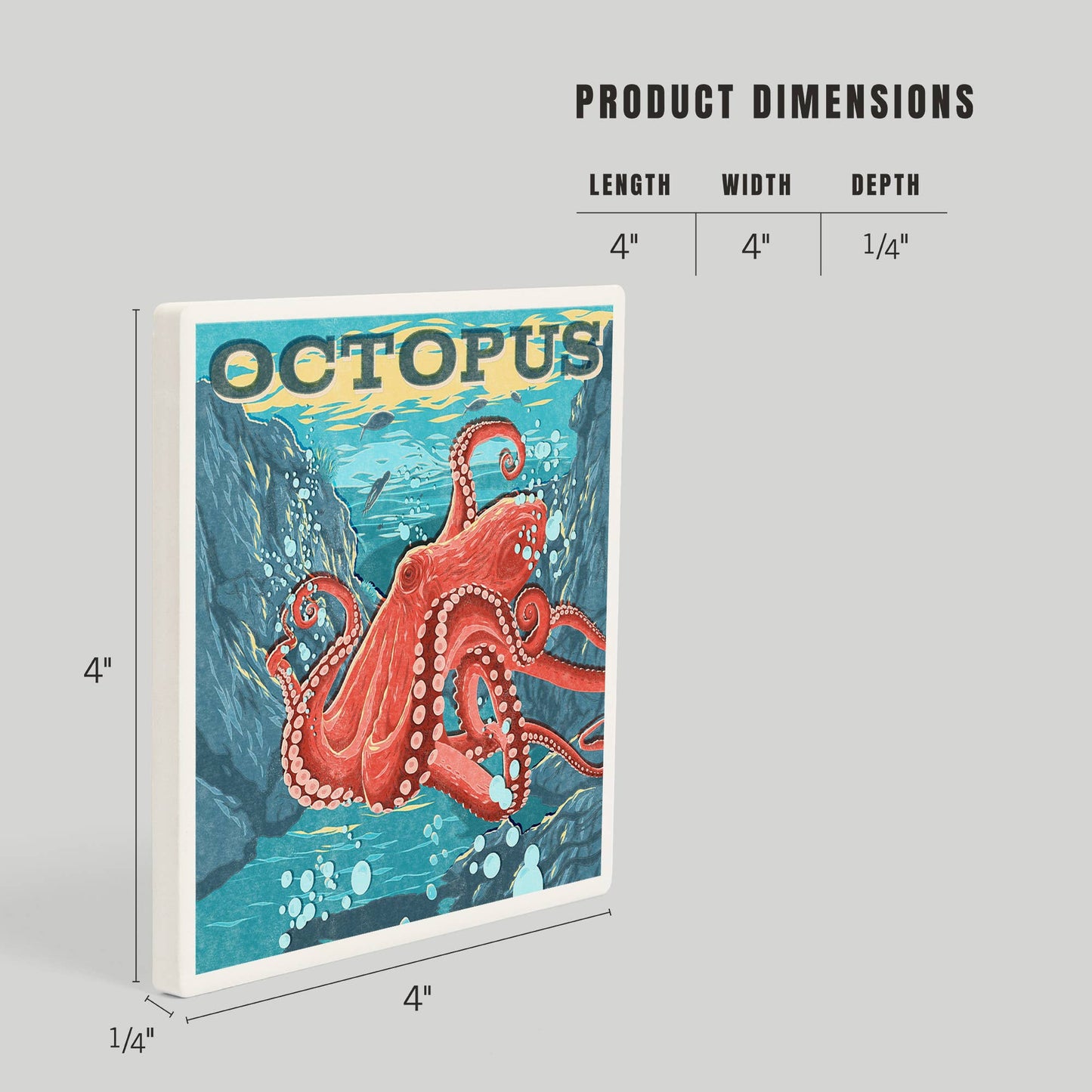 Vintage Print Press, Octopus CERAMIC COASTER
