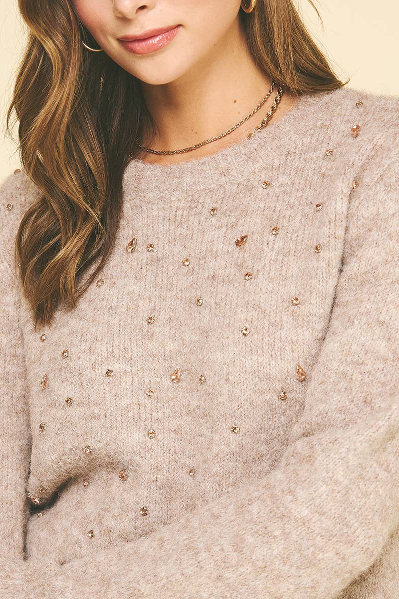 Mocha Rhinestone Sweater