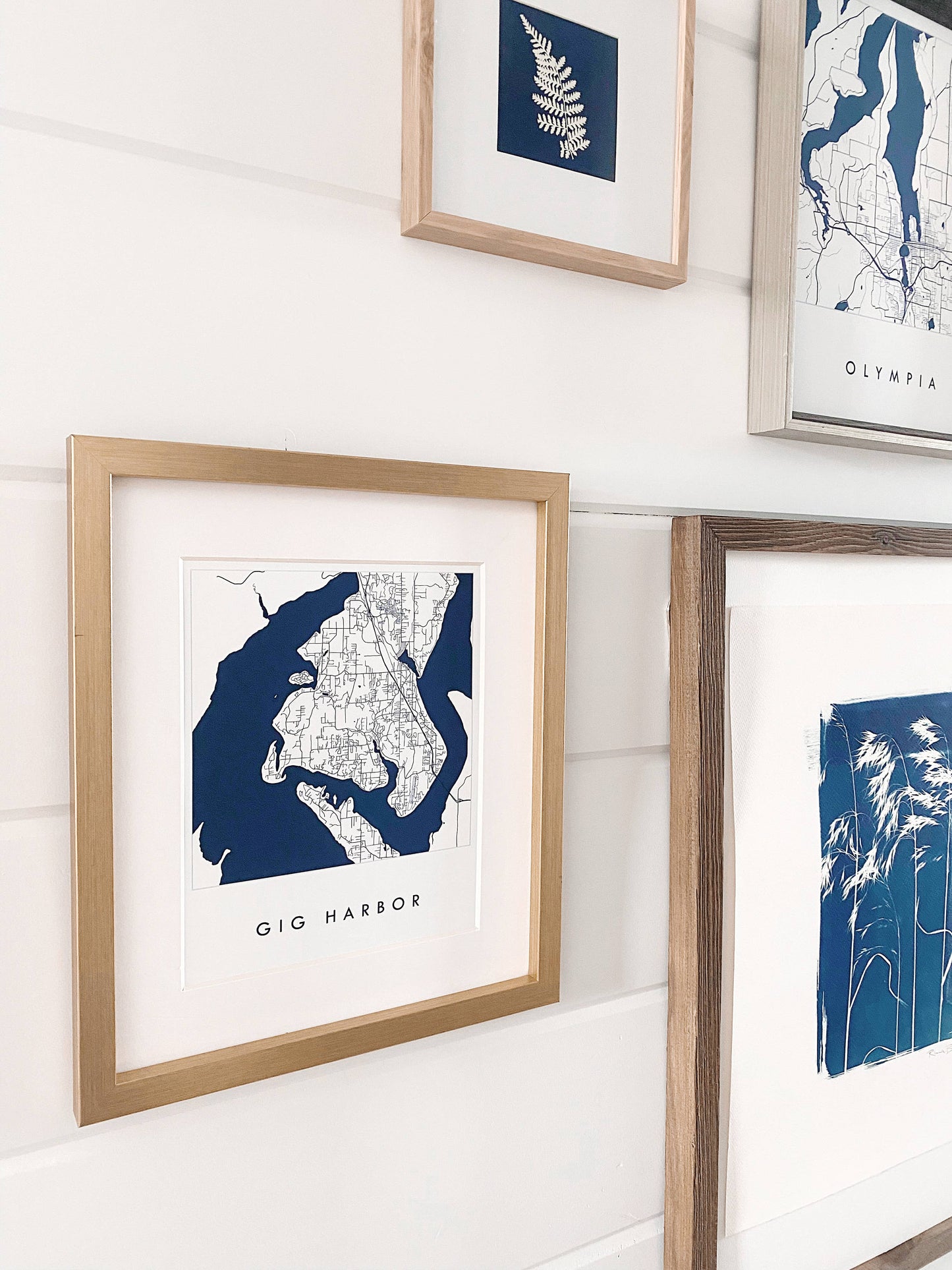 Fox Island Washington "Blueprint" Map ART PRINT