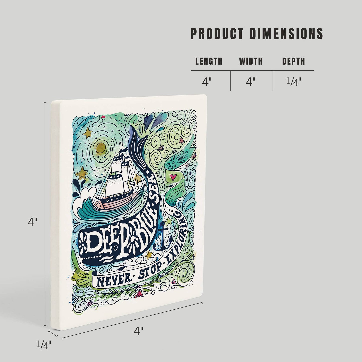 Watercolor Whale, Deep Blue Sea Ceramic Coaster
