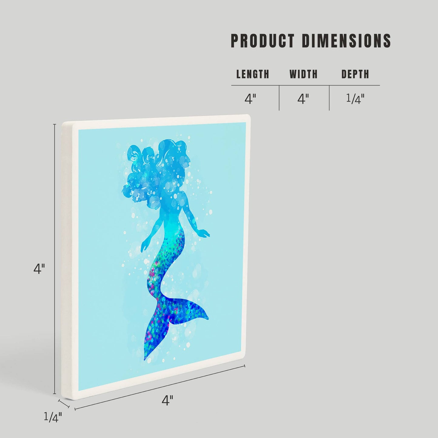 Silhouette Mermaid, Light Blue BackgrounCeramic Coaster d