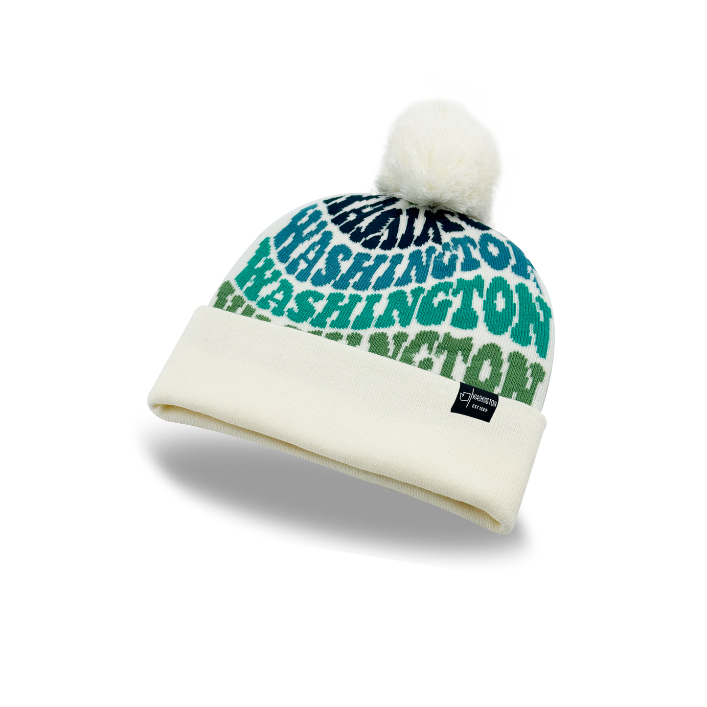 Washington Colorful Letter Beanie with Pom Pom
