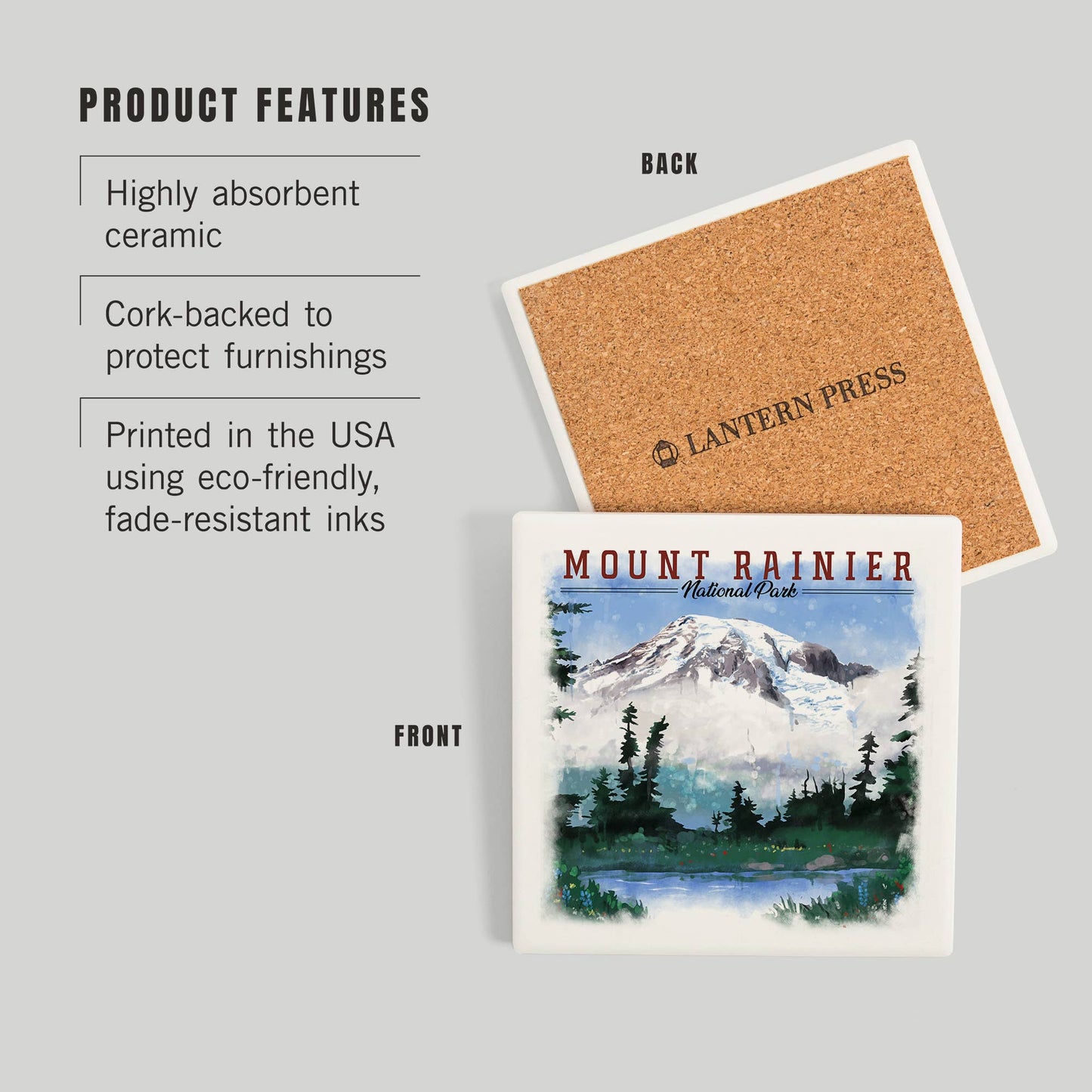Mount Rainier, Washington, Watercolor CERAMIC COASTER