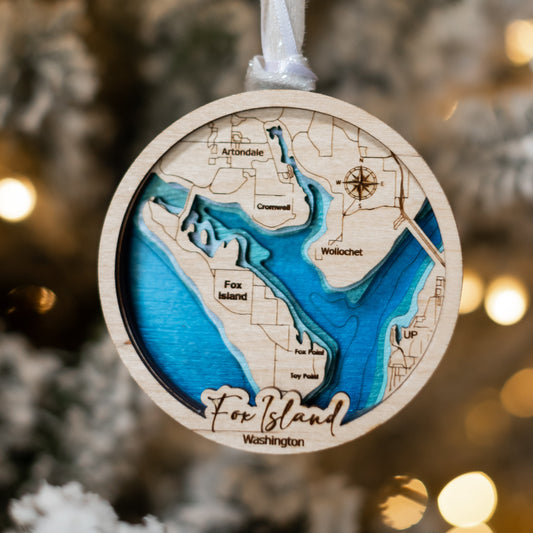 Local Topographic Wood Ornament