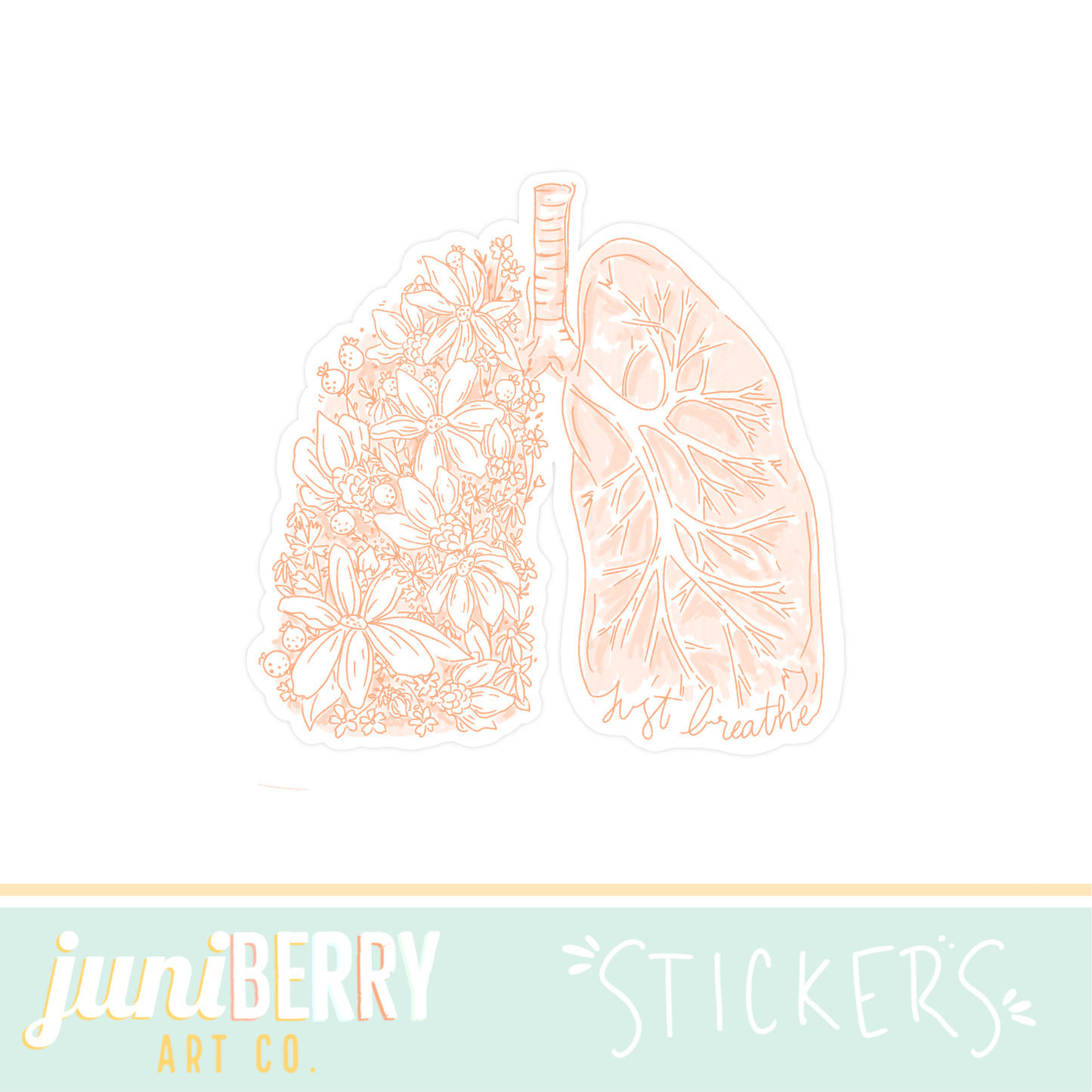 ”just breathe” floral lungs - vinyl sticker (GREEN)
