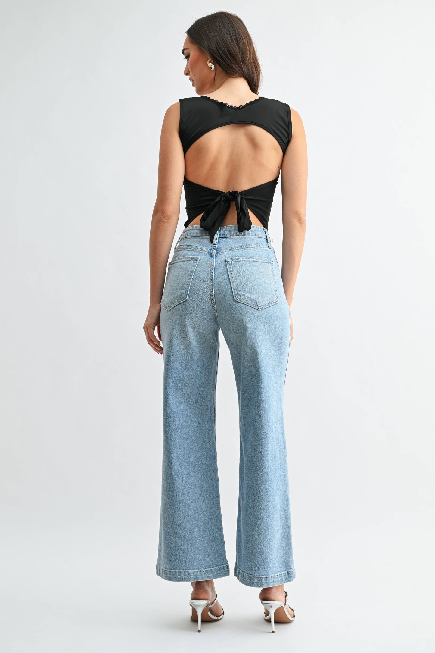 Patch-Pocket Wide Leg Denim
