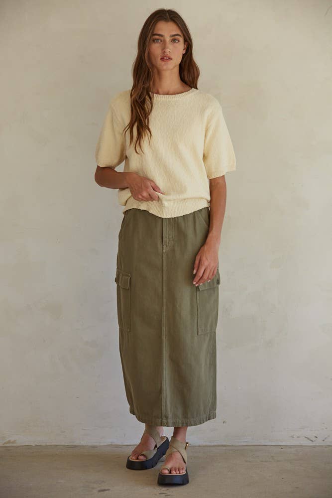 Knit Sweater Cotton Crew Neck Short Sleeve Top