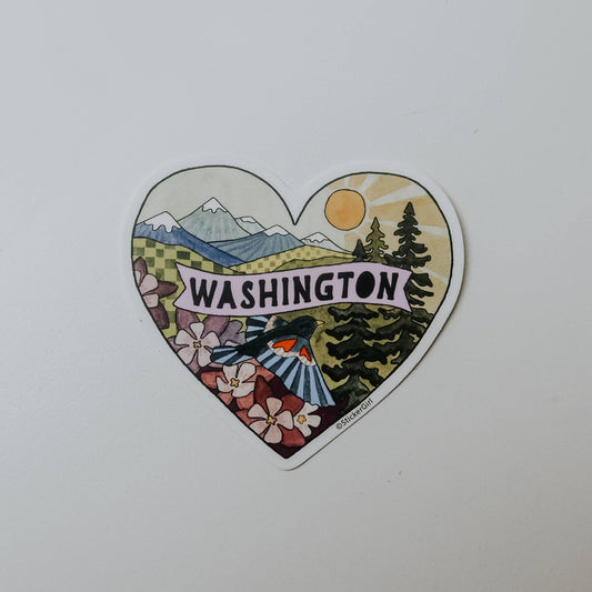 Washington Heart Vinyl Sticker