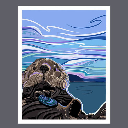 Utterly Content – Sea Otter Art Print | Coastal Sunset