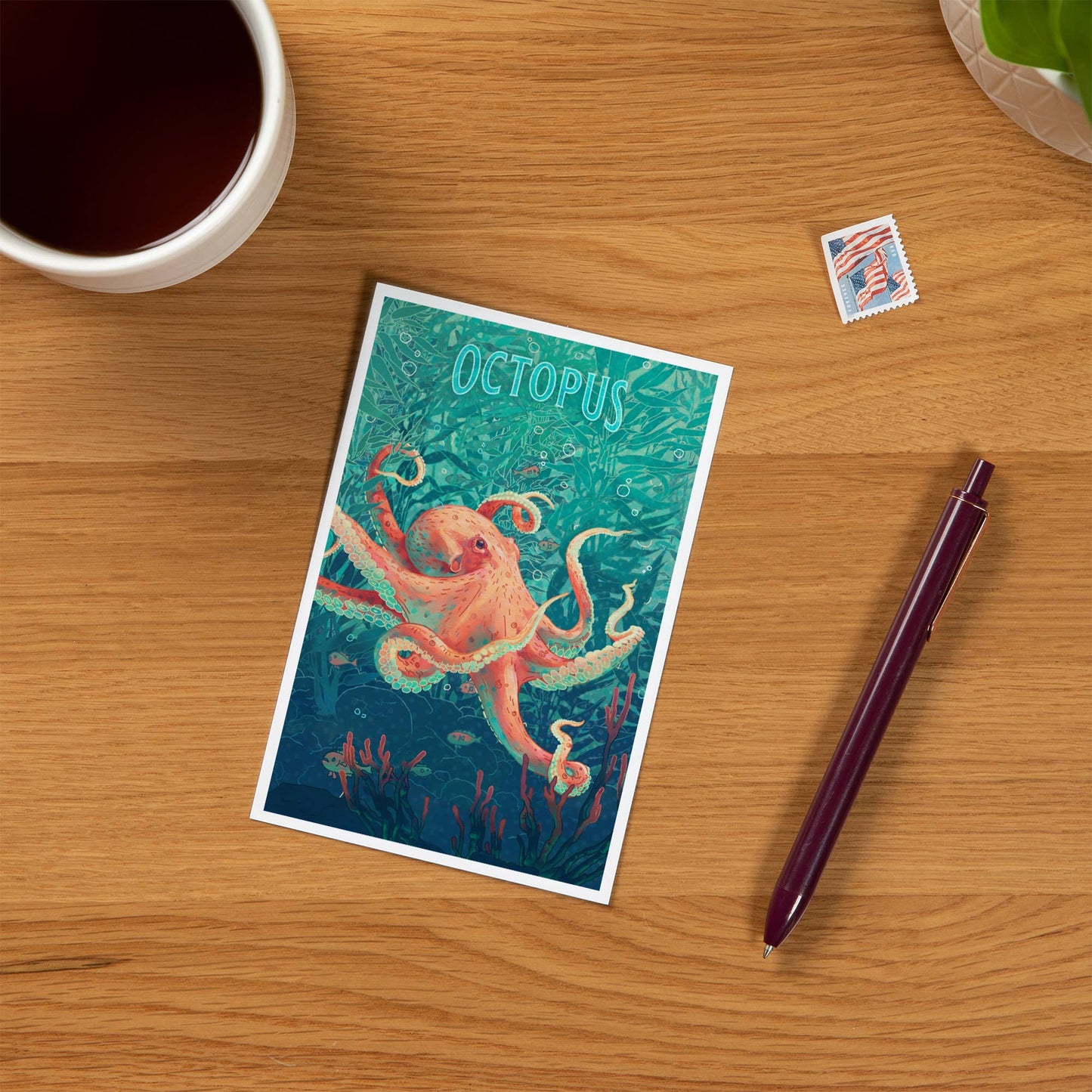 Fluid Linework, Octopus Premium Postcards