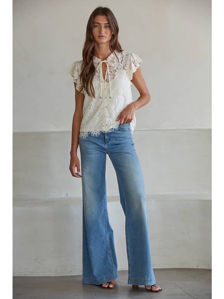 Lace Flutter Sleeve Top