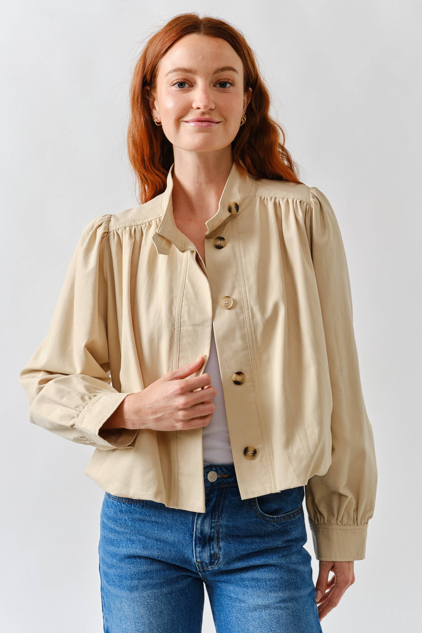Short Balloon Trench Jacket