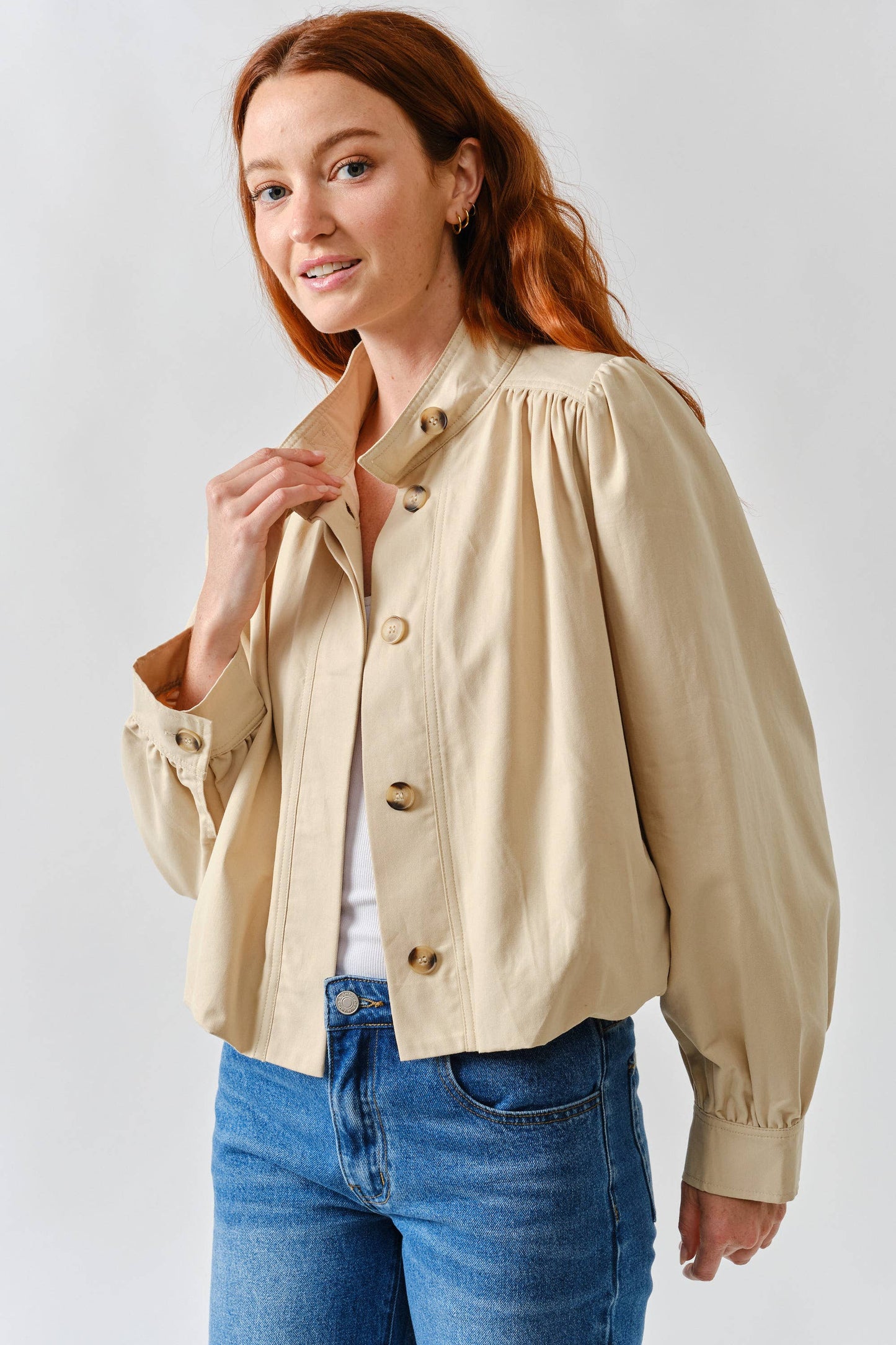 Short Balloon Trench Jacket