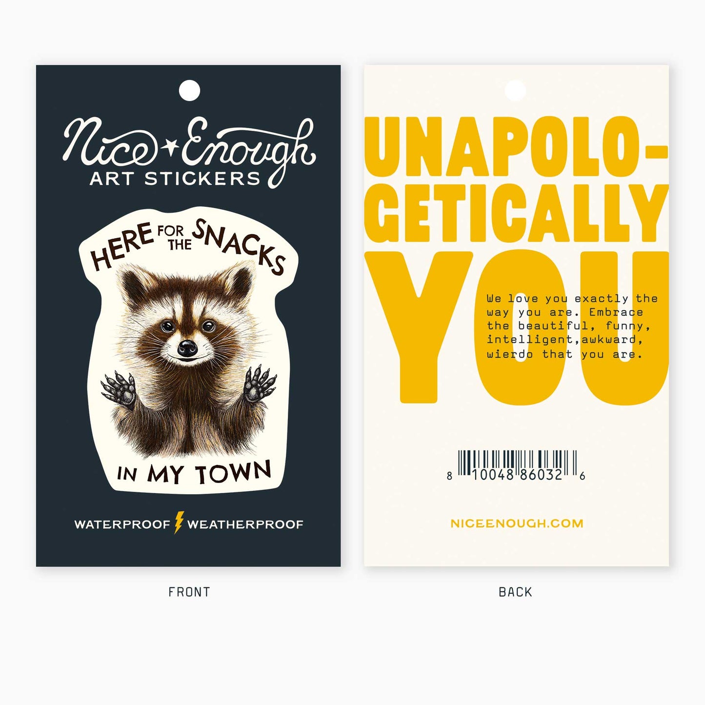 Raccoon Snacks - 3" Name Drop Sticker
